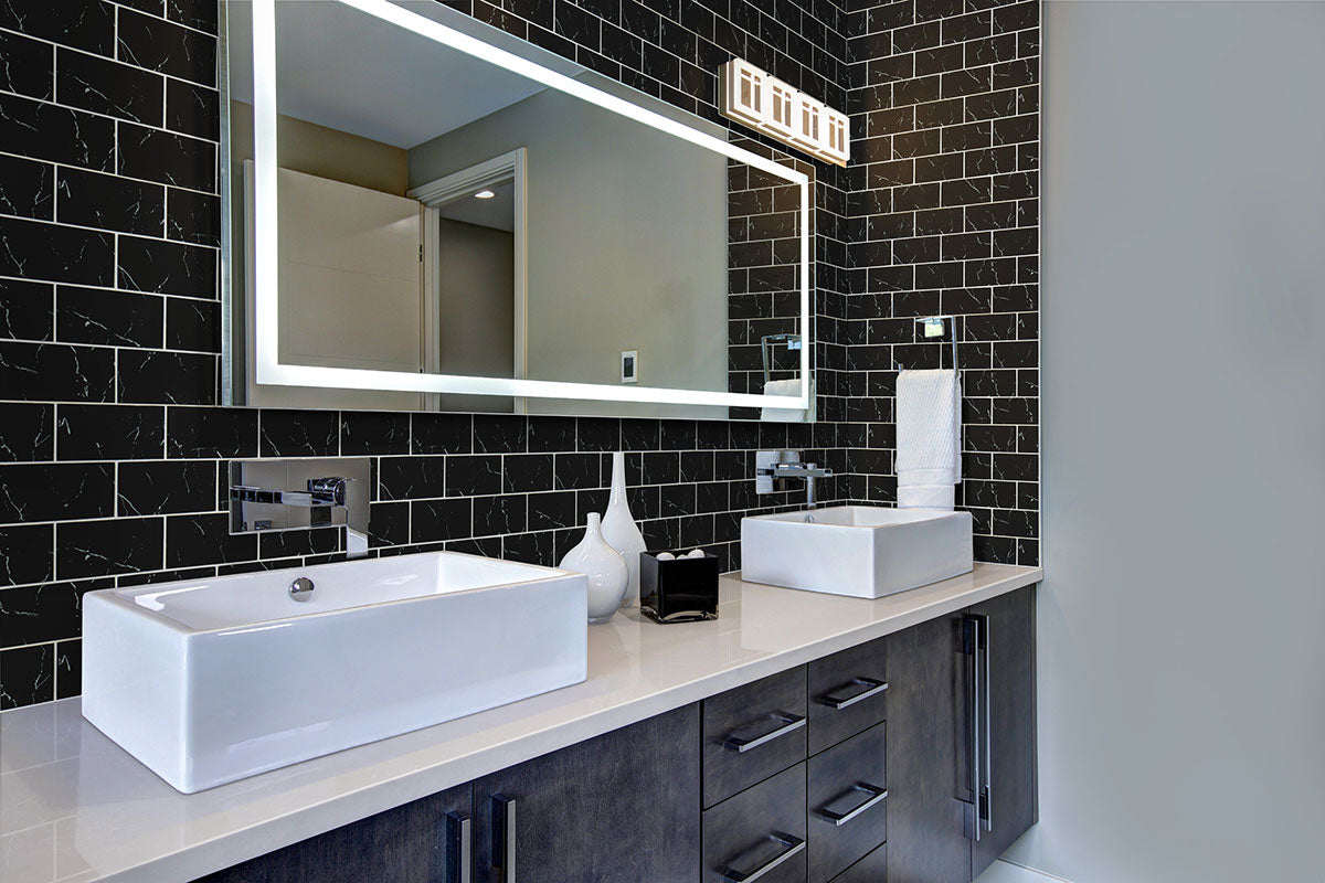 Nero Marquina 3x6 Glass Tile