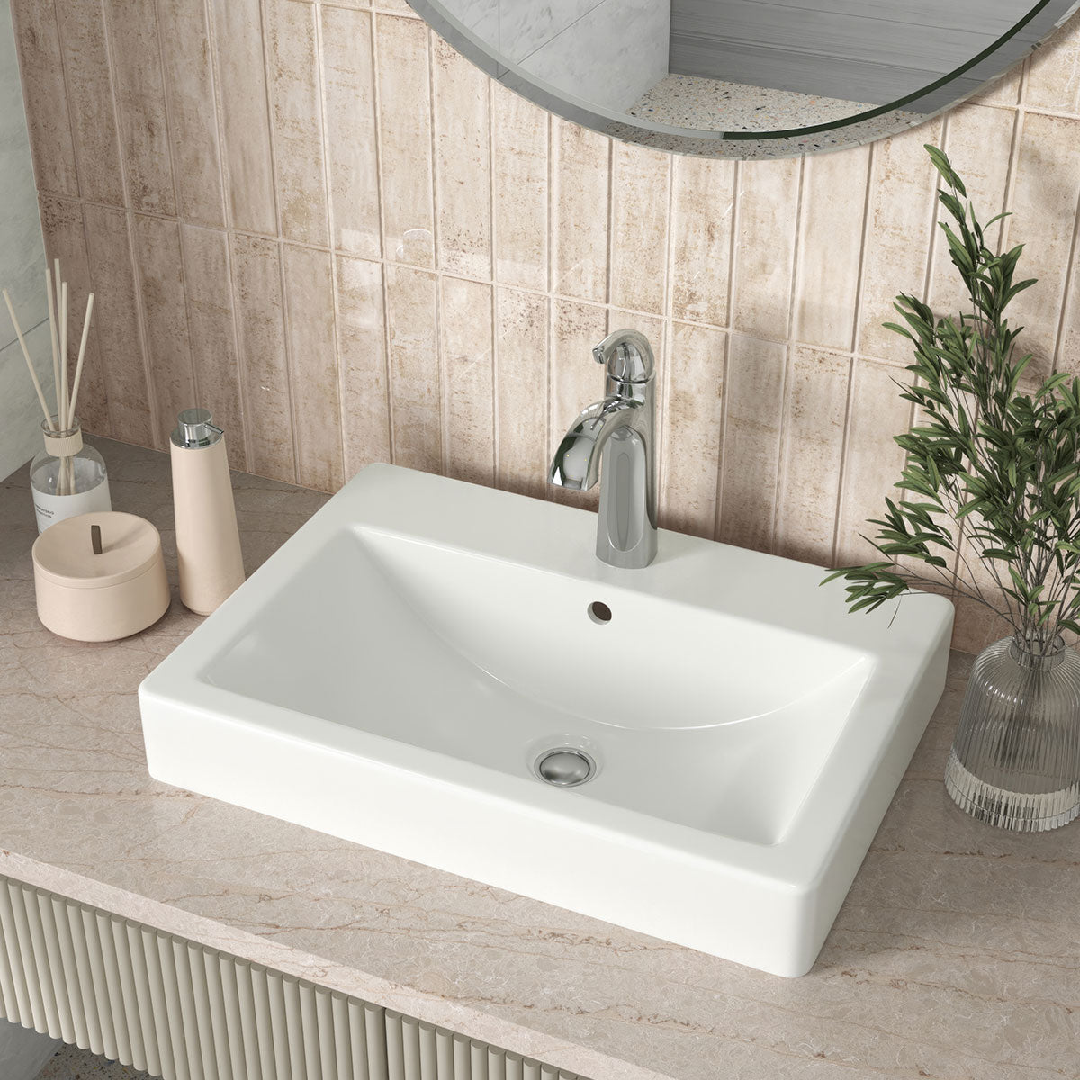 OVERMOUNT WHITE RECTANGLE PORCELAIN 2417