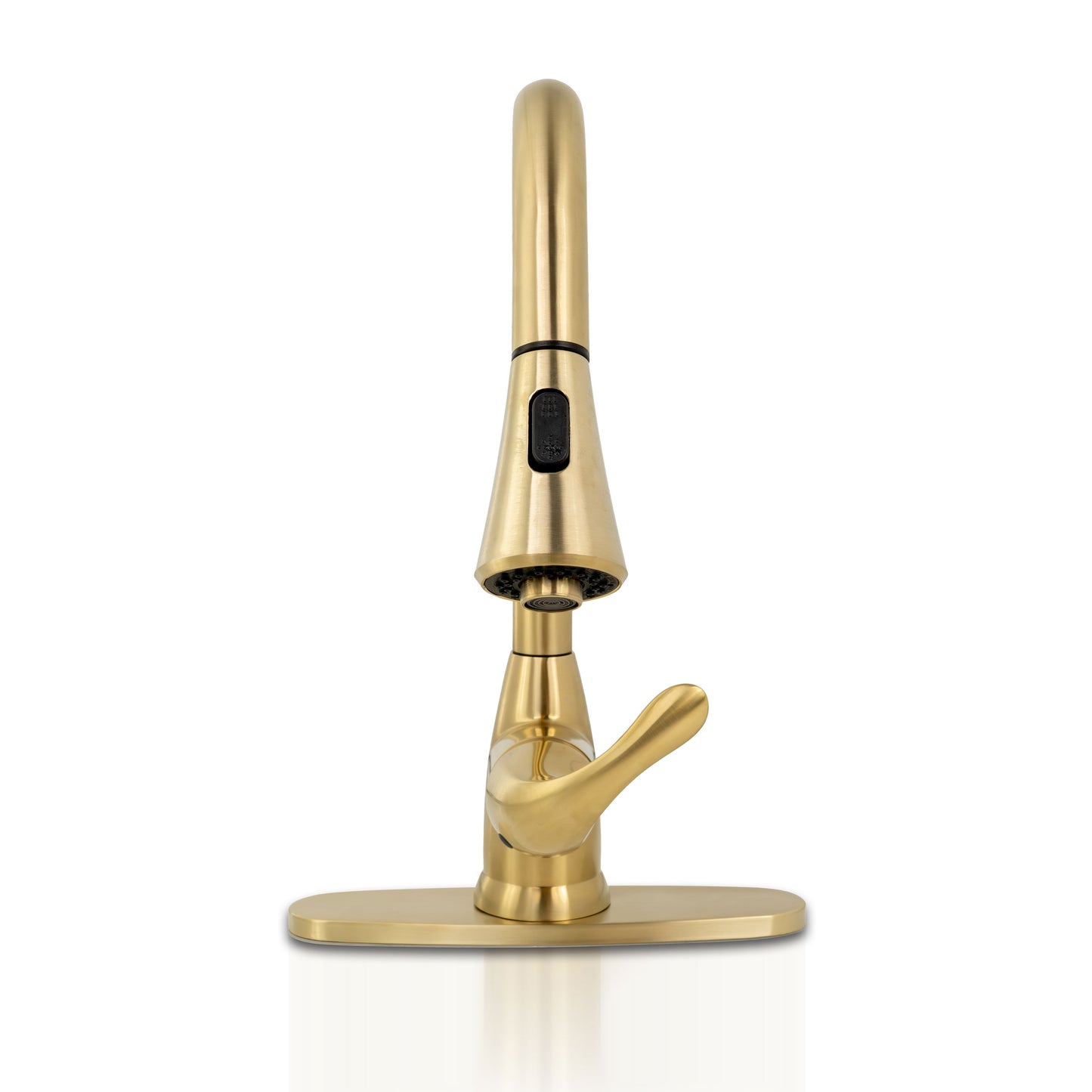 1-HANDLE PULL-DOWN SPRAYER KITCHEN FAUCET WITH DECKPLATE - 803 GOLD