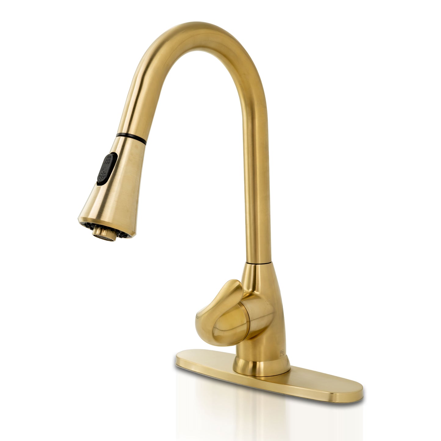 1-HANDLE PULL-DOWN SPRAYER KITCHEN FAUCET WITH DECKPLATE - 803 GOLD