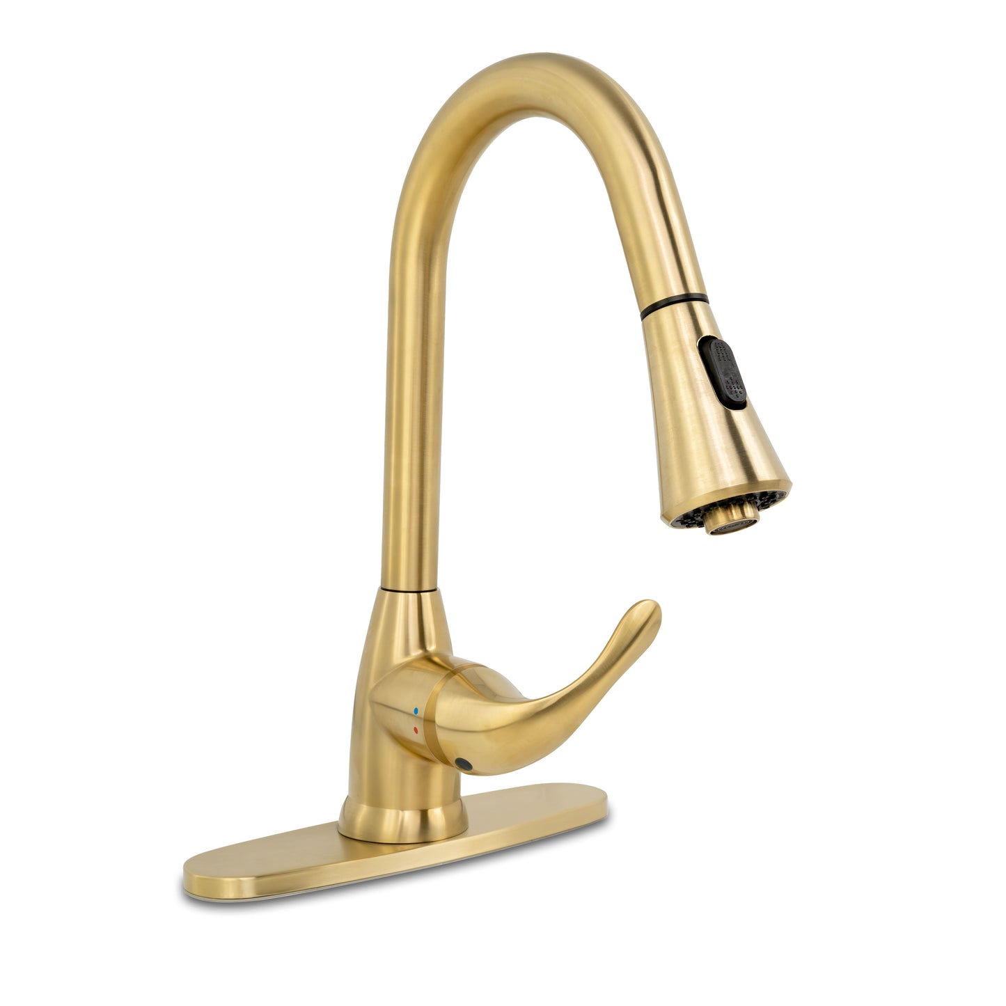 1-HANDLE PULL-DOWN SPRAYER KITCHEN FAUCET WITH DECKPLATE - 803 GOLD