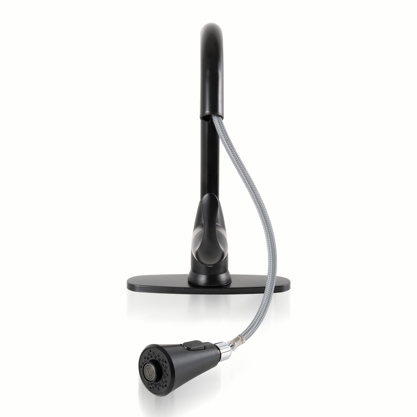 1-HANDLE PULL-DOWN SPRAYER KITCHEN FAUCET WITH DECKPLATE - 803 MATT BLACK