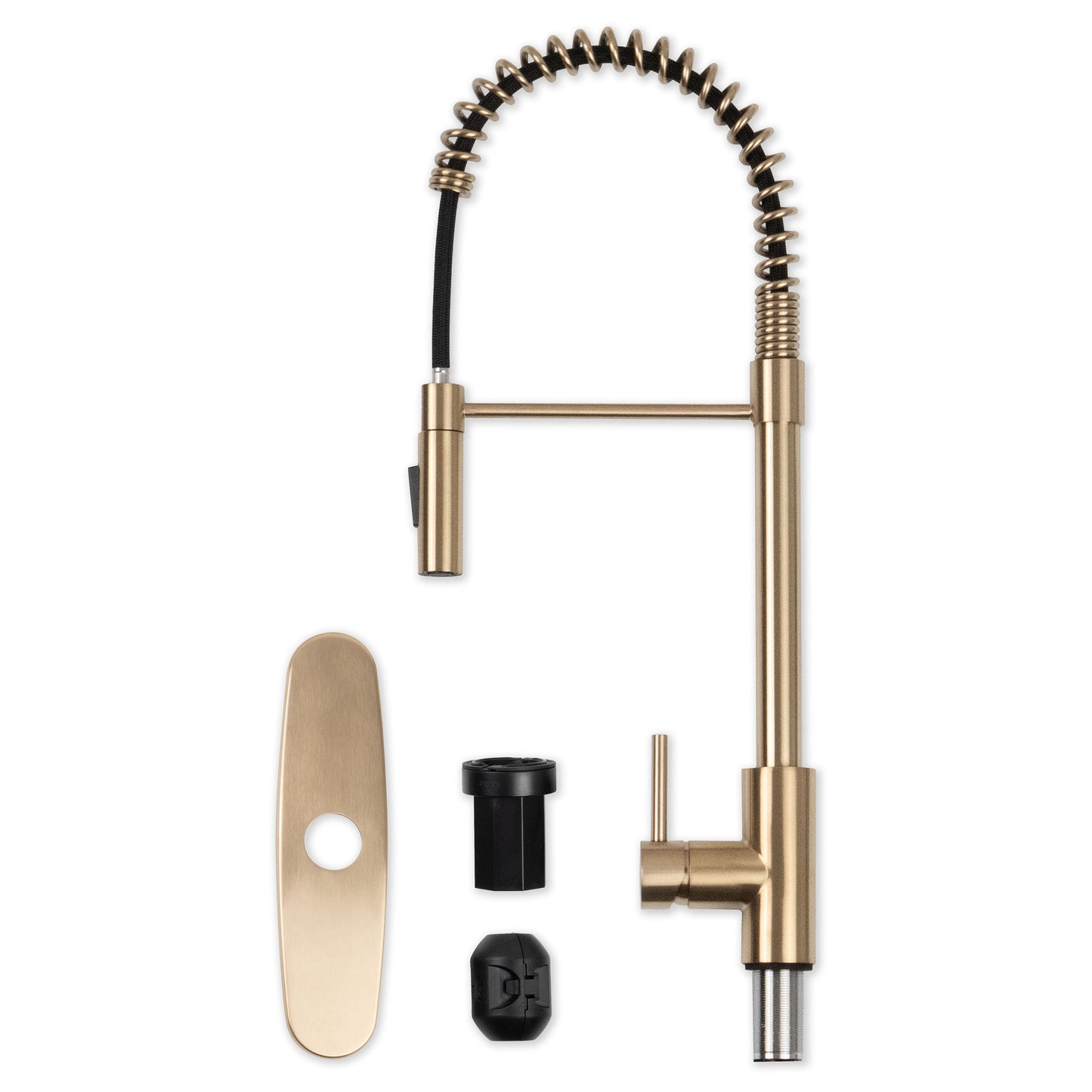 1-HANDLE PULL-DOWN SPRAYER KITCHEN FAUCET WITH DECKPLATE - 804 GOLD