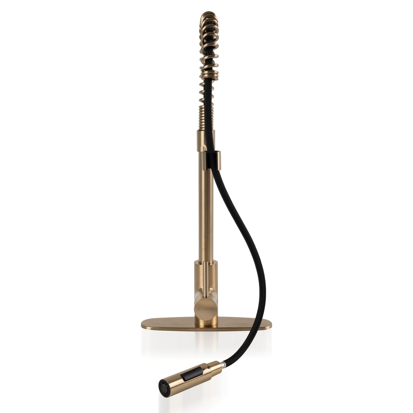 1-HANDLE PULL-DOWN SPRAYER KITCHEN FAUCET WITH DECKPLATE - 804 GOLD