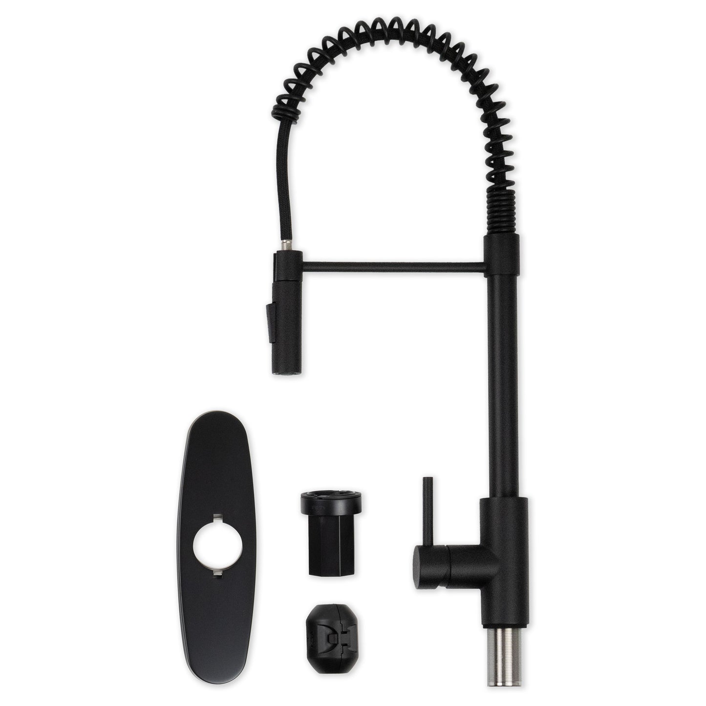 1-HANDLE PULL-DOWN SPRAYER KITCHEN FAUCET WITH DECKPLATE - 804 MATT BLACK