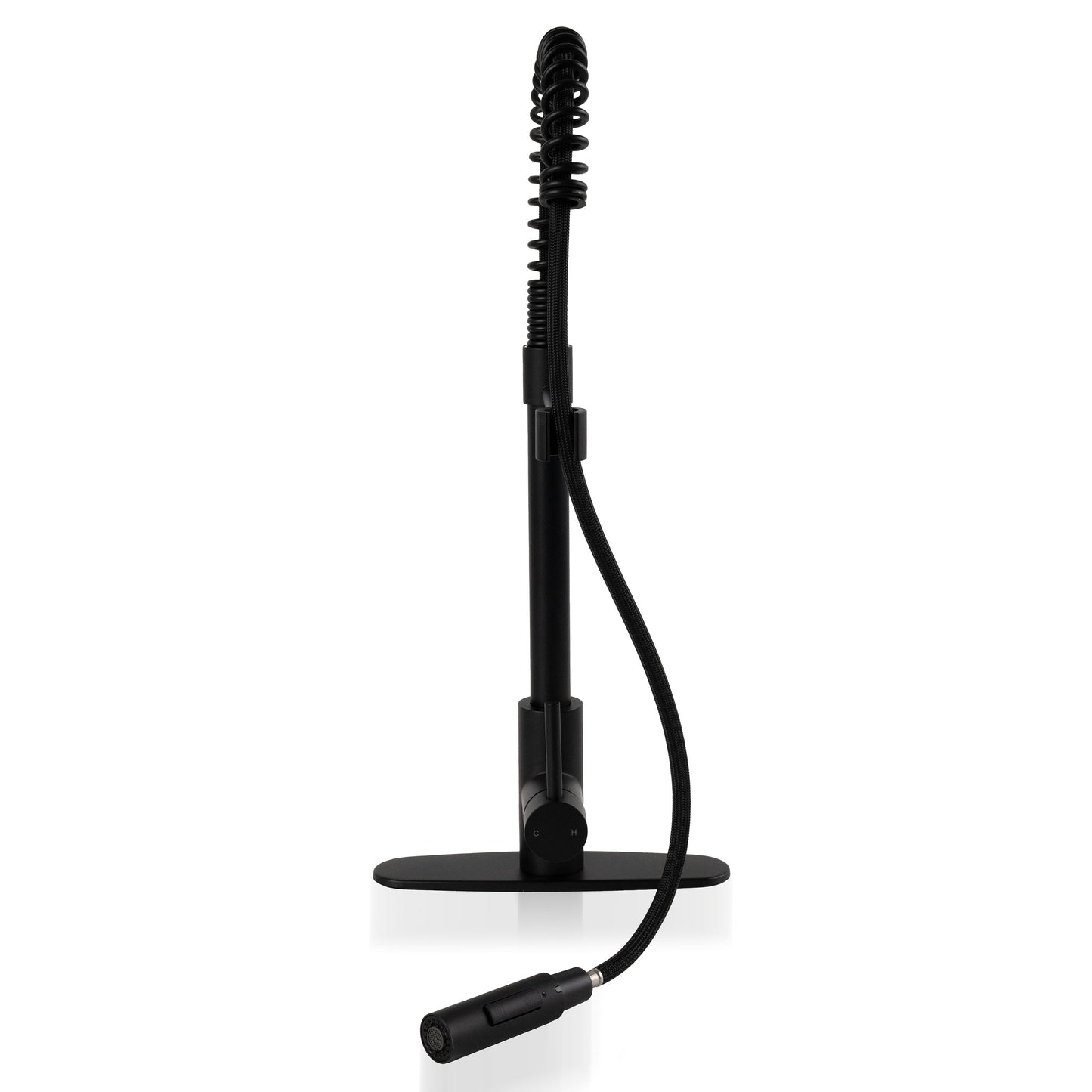 1-HANDLE PULL-DOWN SPRAYER KITCHEN FAUCET WITH DECKPLATE - 804 MATT BLACK