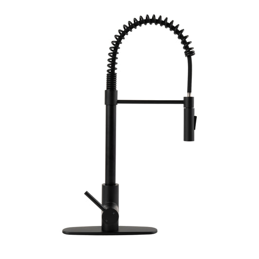1-HANDLE PULL-DOWN SPRAYER KITCHEN FAUCET WITH DECKPLATE - 804 MATT BLACK