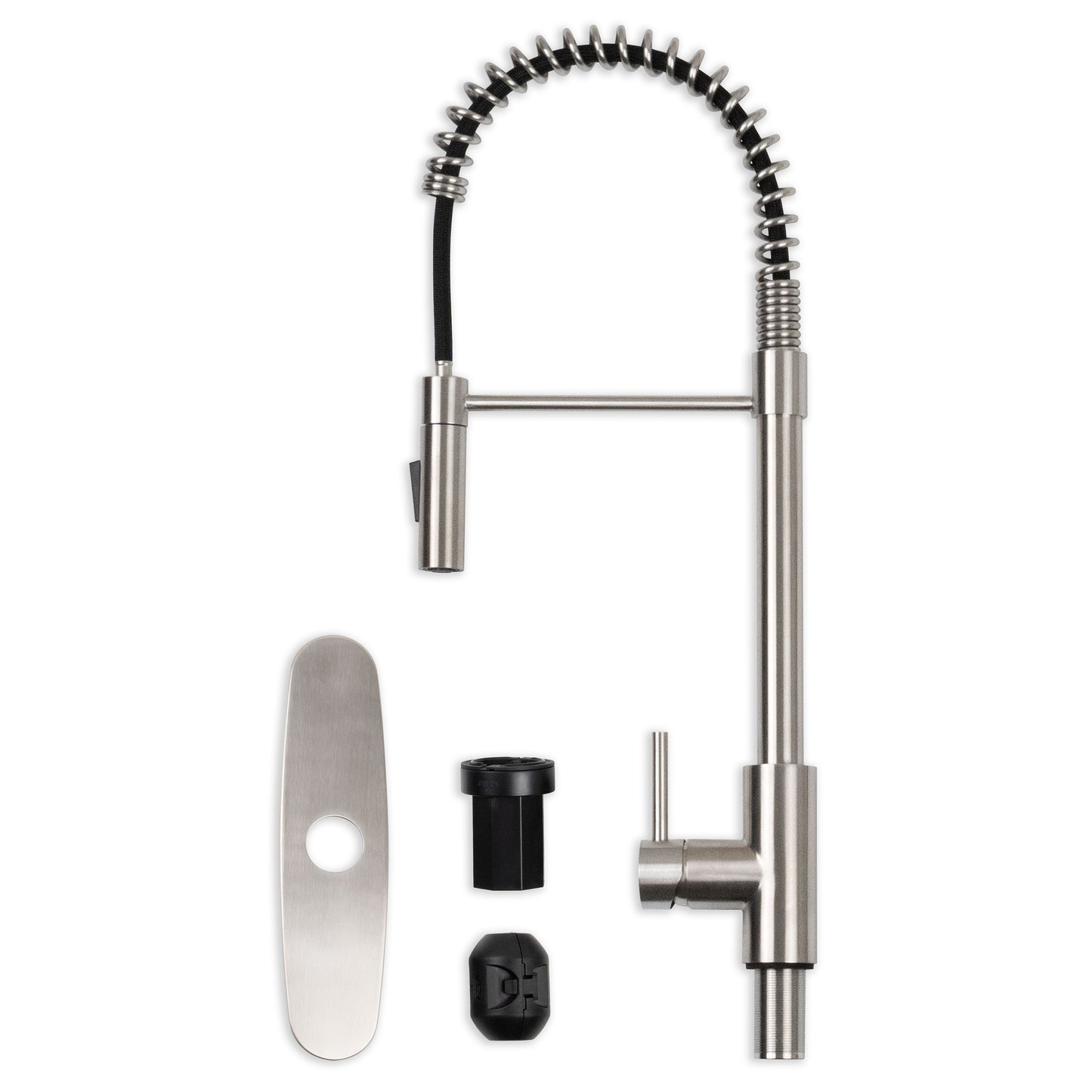 1-HANDLE PULL-DOWN SPRAYER KITCHEN FAUCET WITH DECKPLATE - 804 NICKEL-BRUSHED
