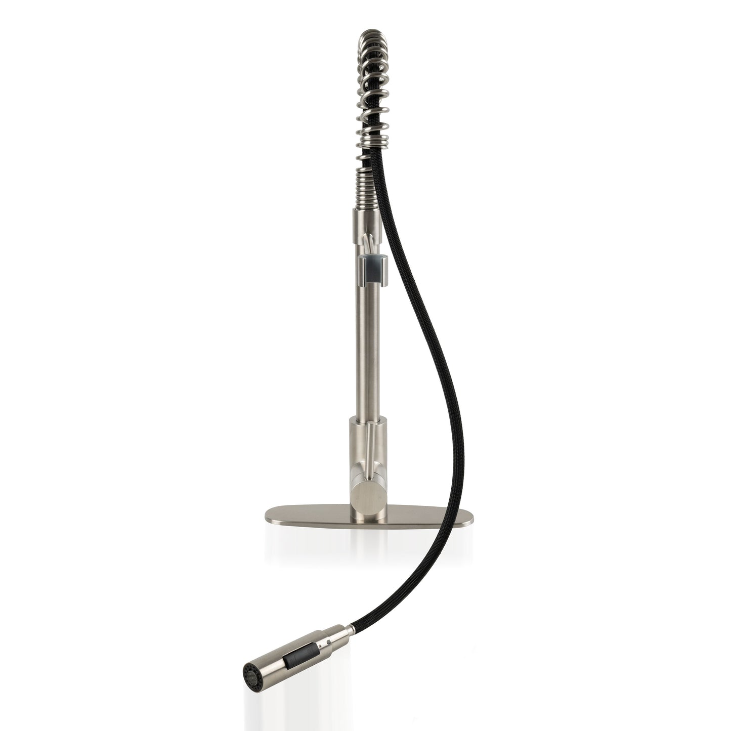 1-HANDLE PULL-DOWN SPRAYER KITCHEN FAUCET WITH DECKPLATE - 804 NICKEL-BRUSHED