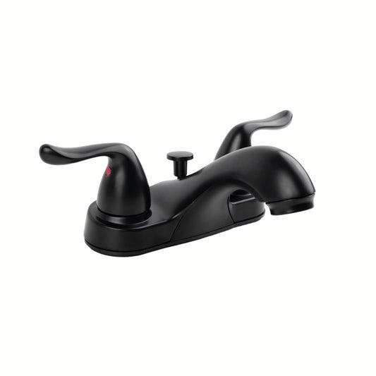 2-HANDLE BATHROOM FAUCET WITH POP UP DRAIN MATT BLACK