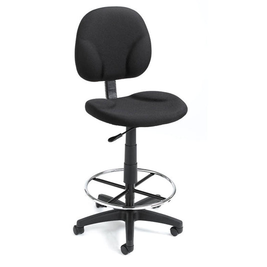 Boss Stand Up Fabric Drafting Stool with Foot Rest, Black