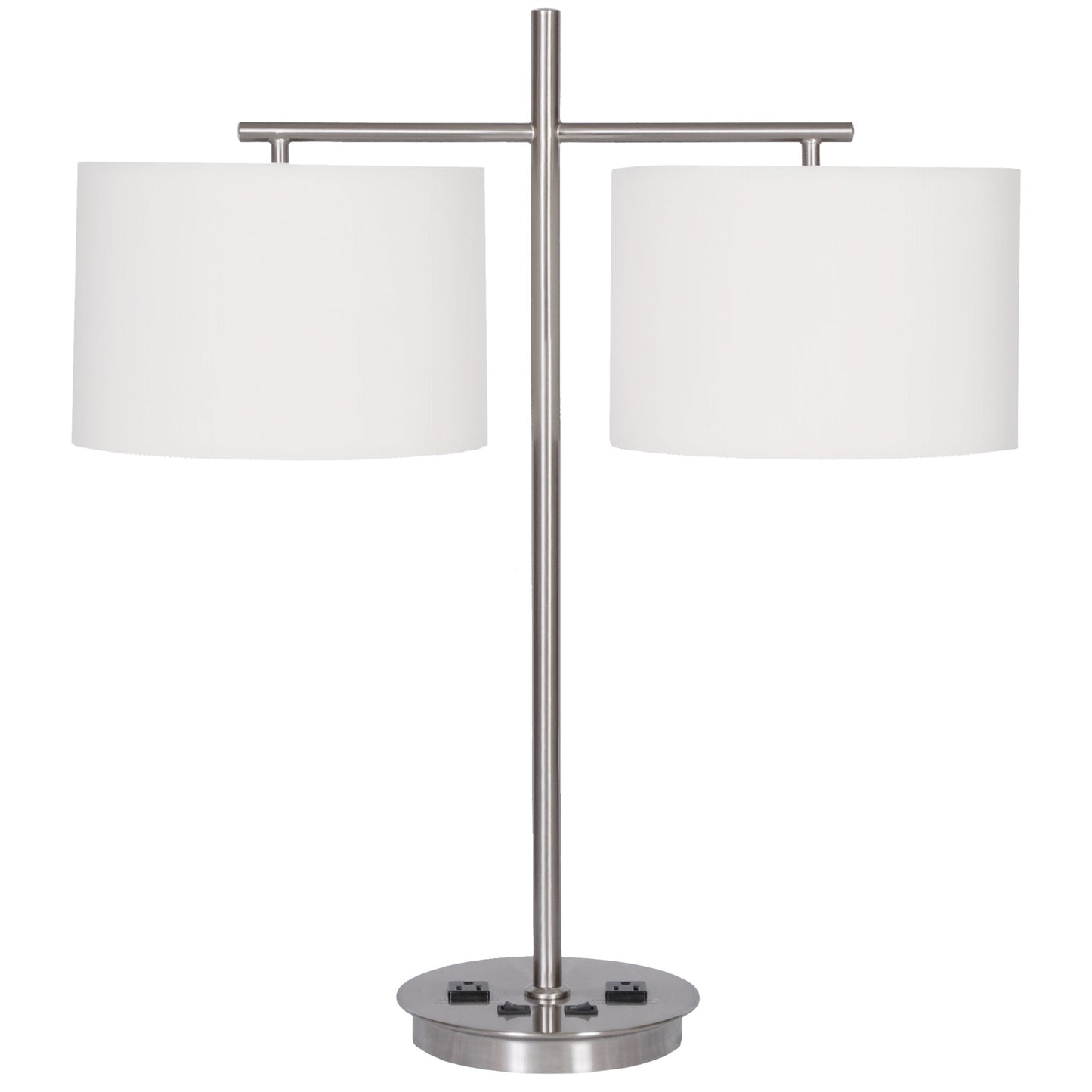 Twin Table Lamp with 2 Outlets
