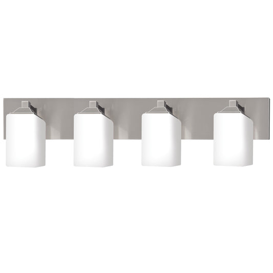 30"W Brushed Nickel Vanity Light with Frosted Glass Shades
