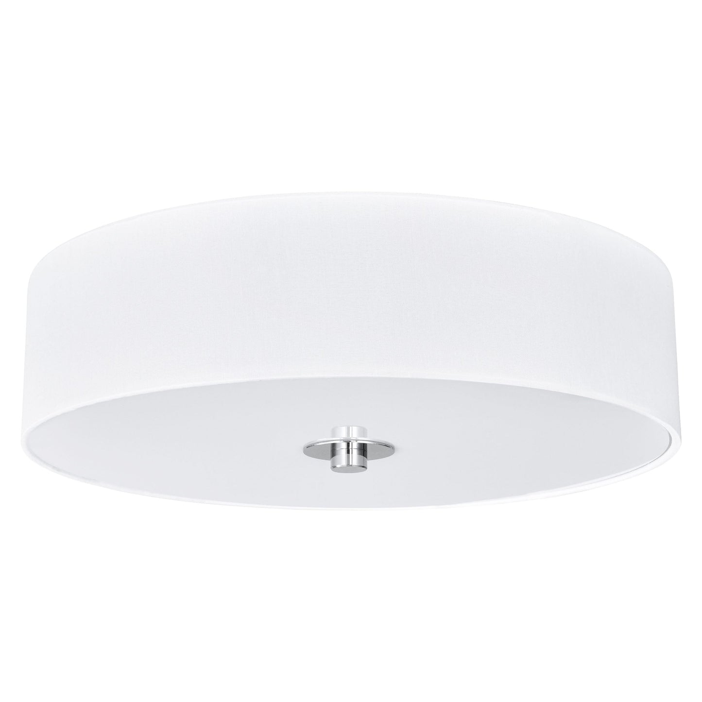 14"W Polished Chrome Ceiling Light with White Linen Shade and Frosted Diffuser