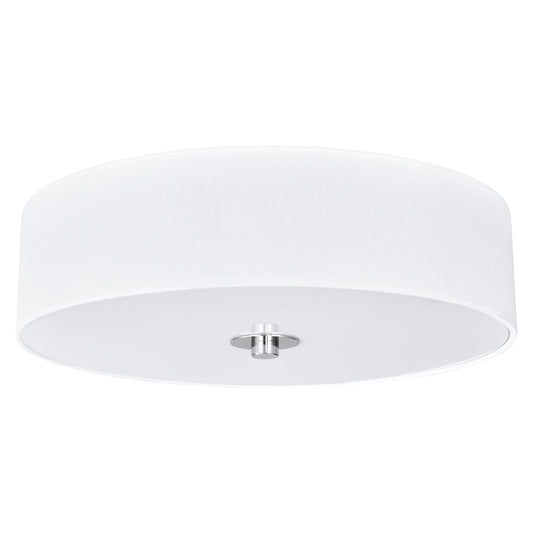 14"W Polished Chrome Ceiling Light with White Linen Shade and Frosted Diffuser