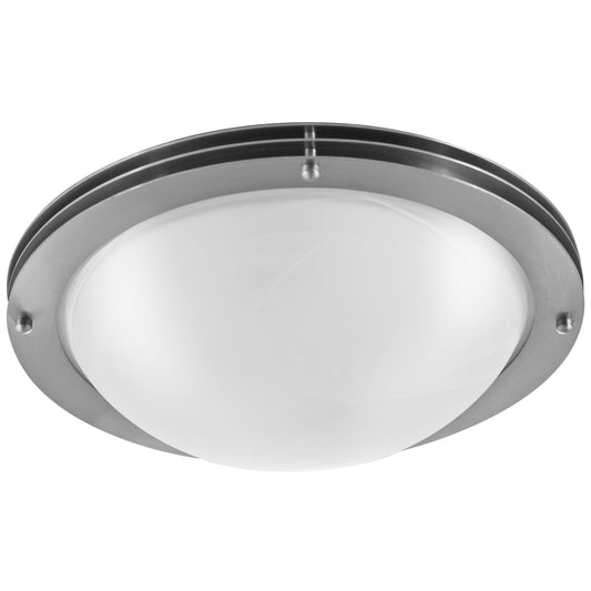 16"W Brushed Nickel Ceiling Light with Frosted Glass Shade
