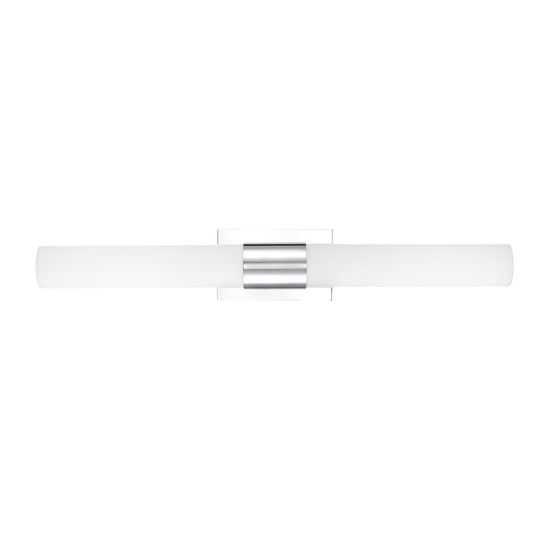 30"W Polished Chrome Vanity Light with Frosted Glass Shade & Integrated LED