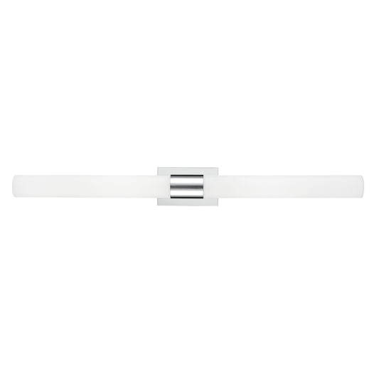 42"W Polished Chrome Vanity Light with Frosted Glass Shade & Integrated LED