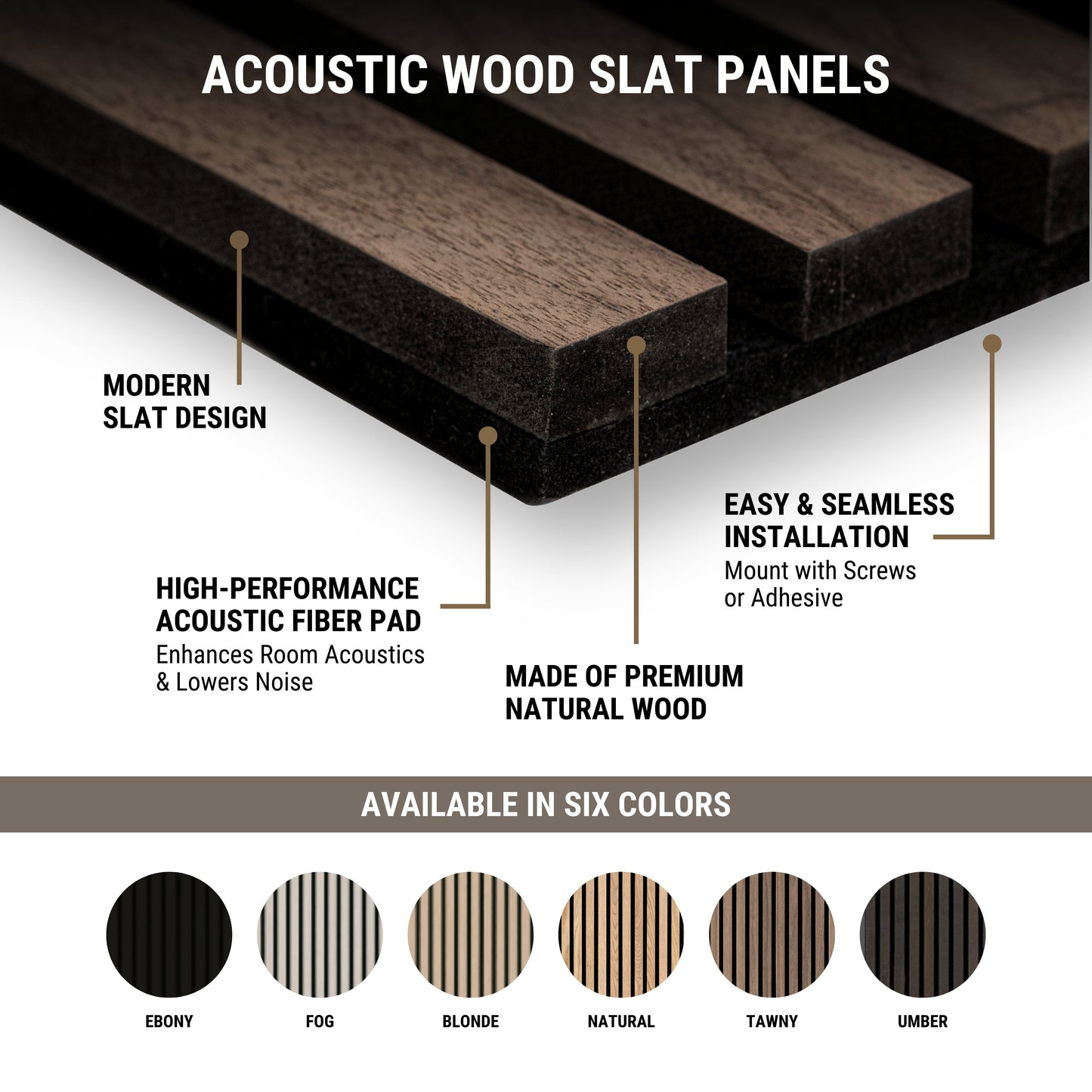 Tawny Acoustic Wood Slat Wall Panels