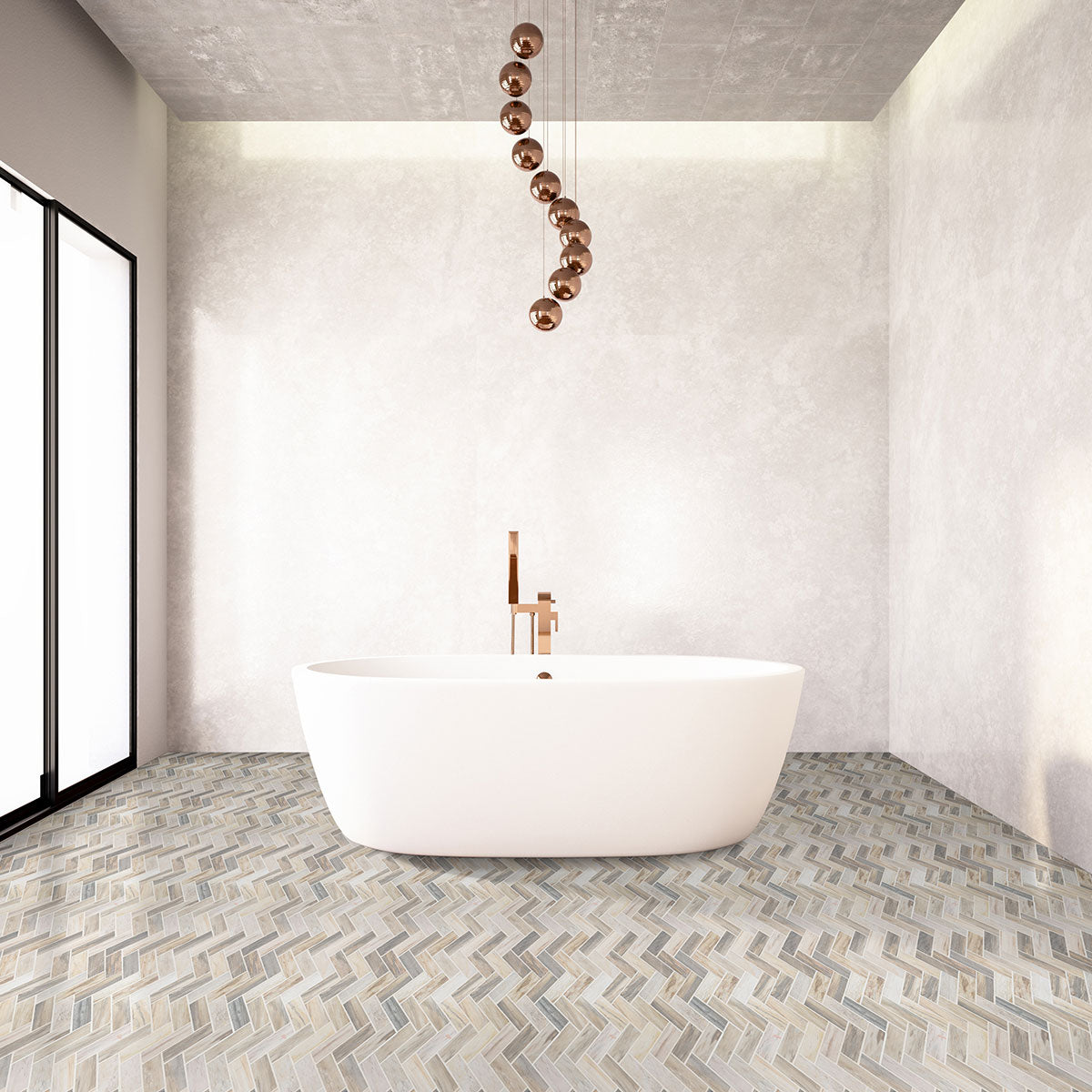 Angora Polished Herringbone Tile