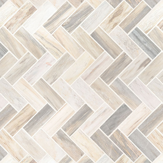 Angora Polished Herringbone Tile