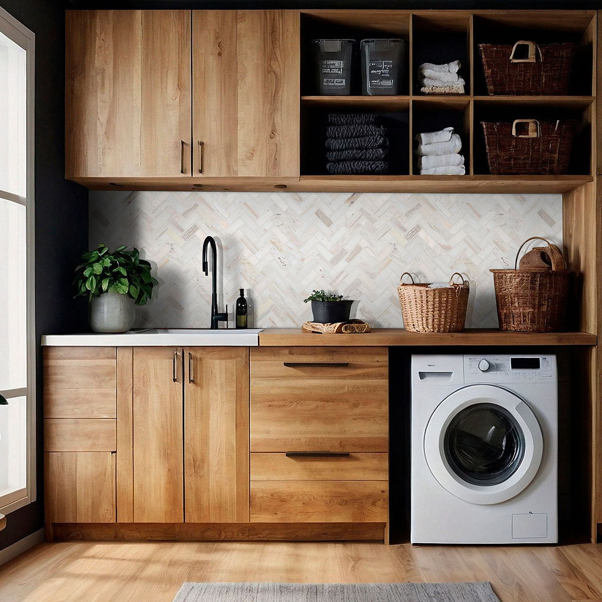 Angora Polished Herringbone Tile