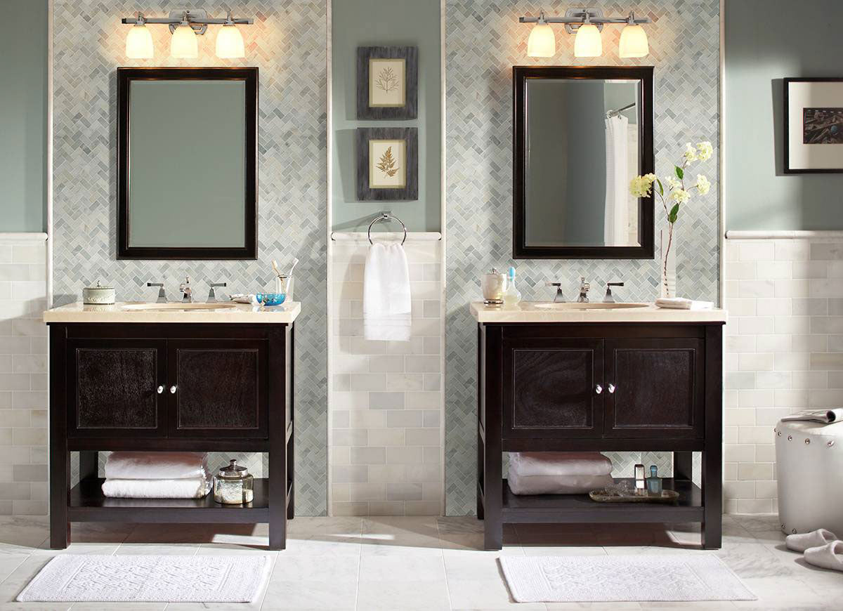 Arabescato Carrara Herringbone Pattern