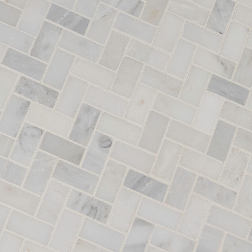 Arabescato Carrara Herringbone Pattern