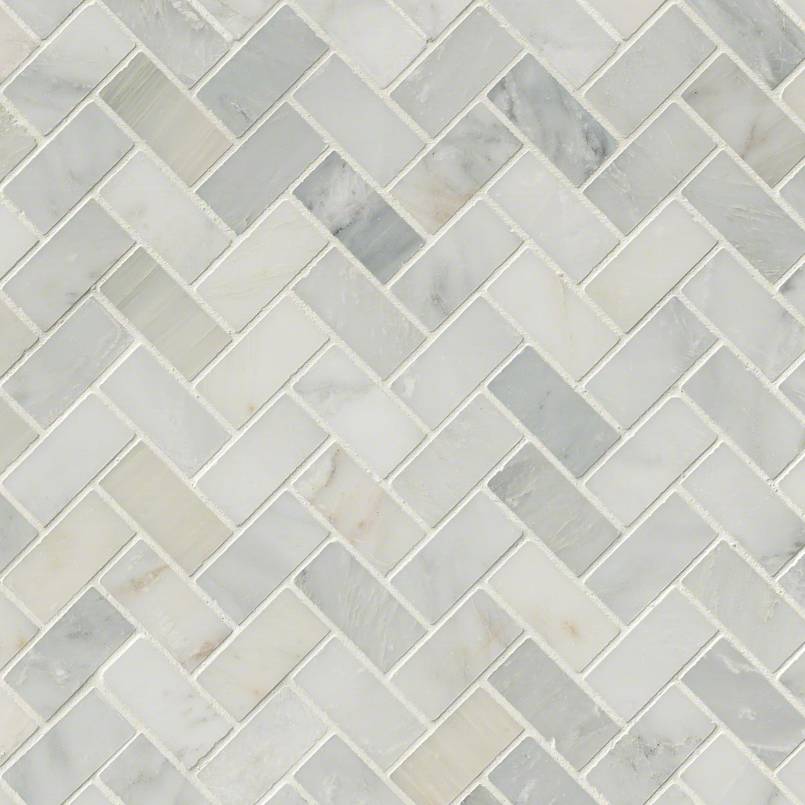 Arabescato Carrara Herringbone Pattern