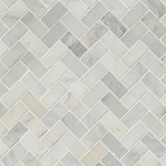 Arabescato Carrara Herringbone Pattern