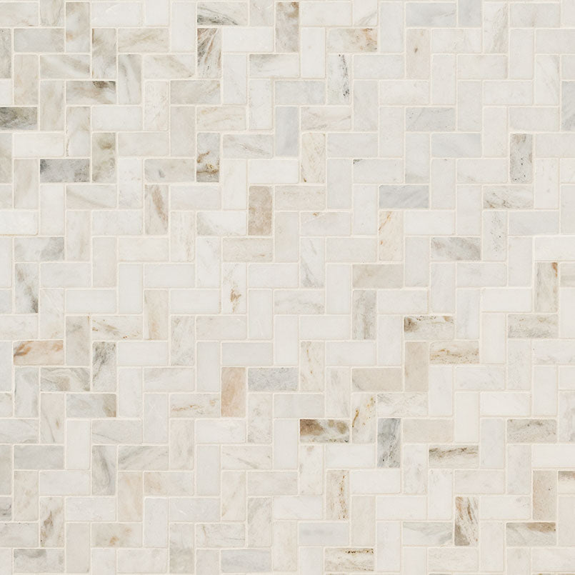 Arabescato Venato Herringbone Tile