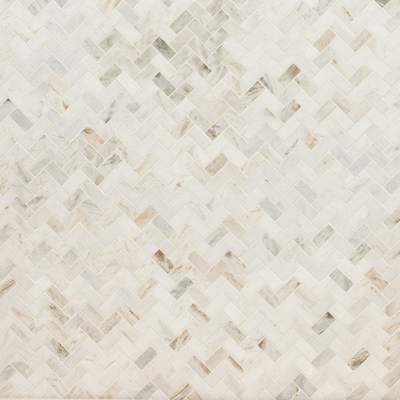 Arabescato Venato Herringbone Tile