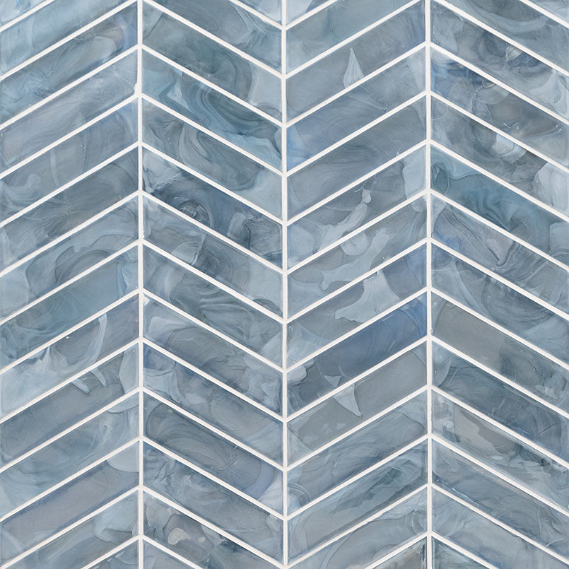 Blue Shimmer Chevron Pattern Tile