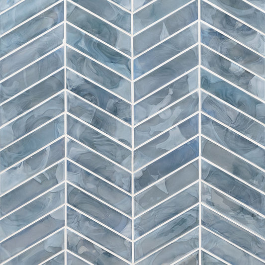 Blue Shimmer Chevron Pattern Tile