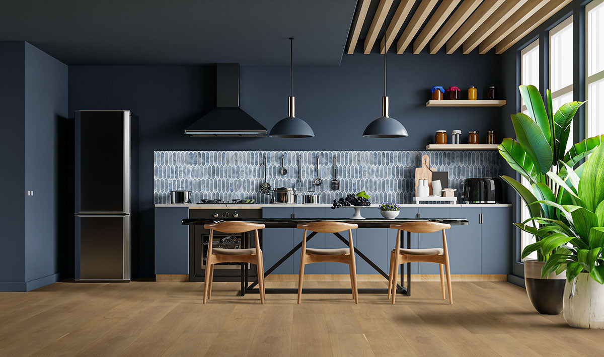Blue Shimmer Picket Glass Tile