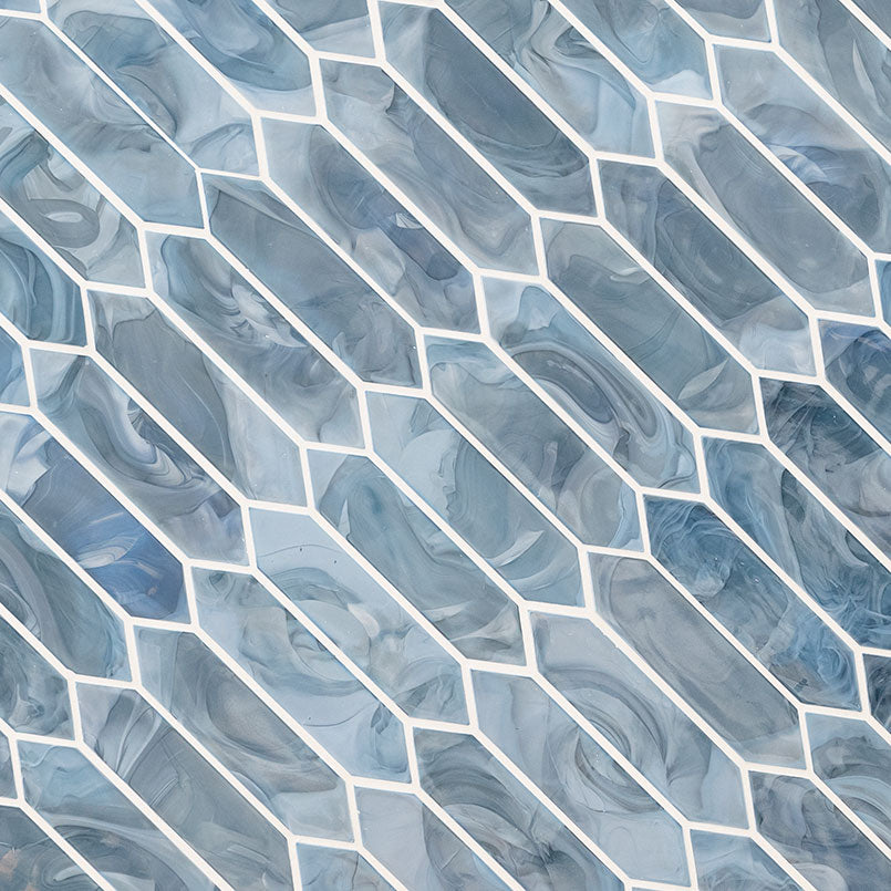 Blue Shimmer Picket Glass Tile