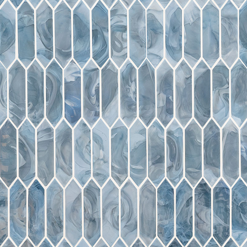 Blue Shimmer Picket Glass Tile