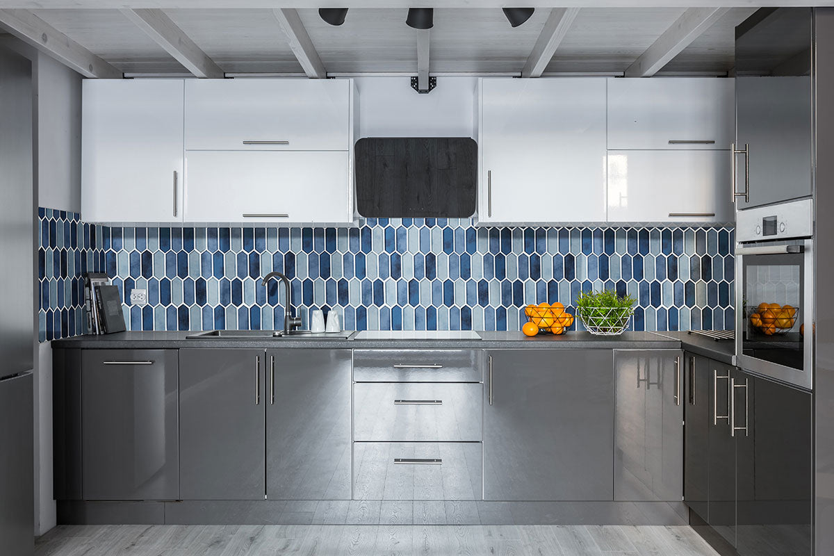 Boathouse Blue Picket Glass Tile