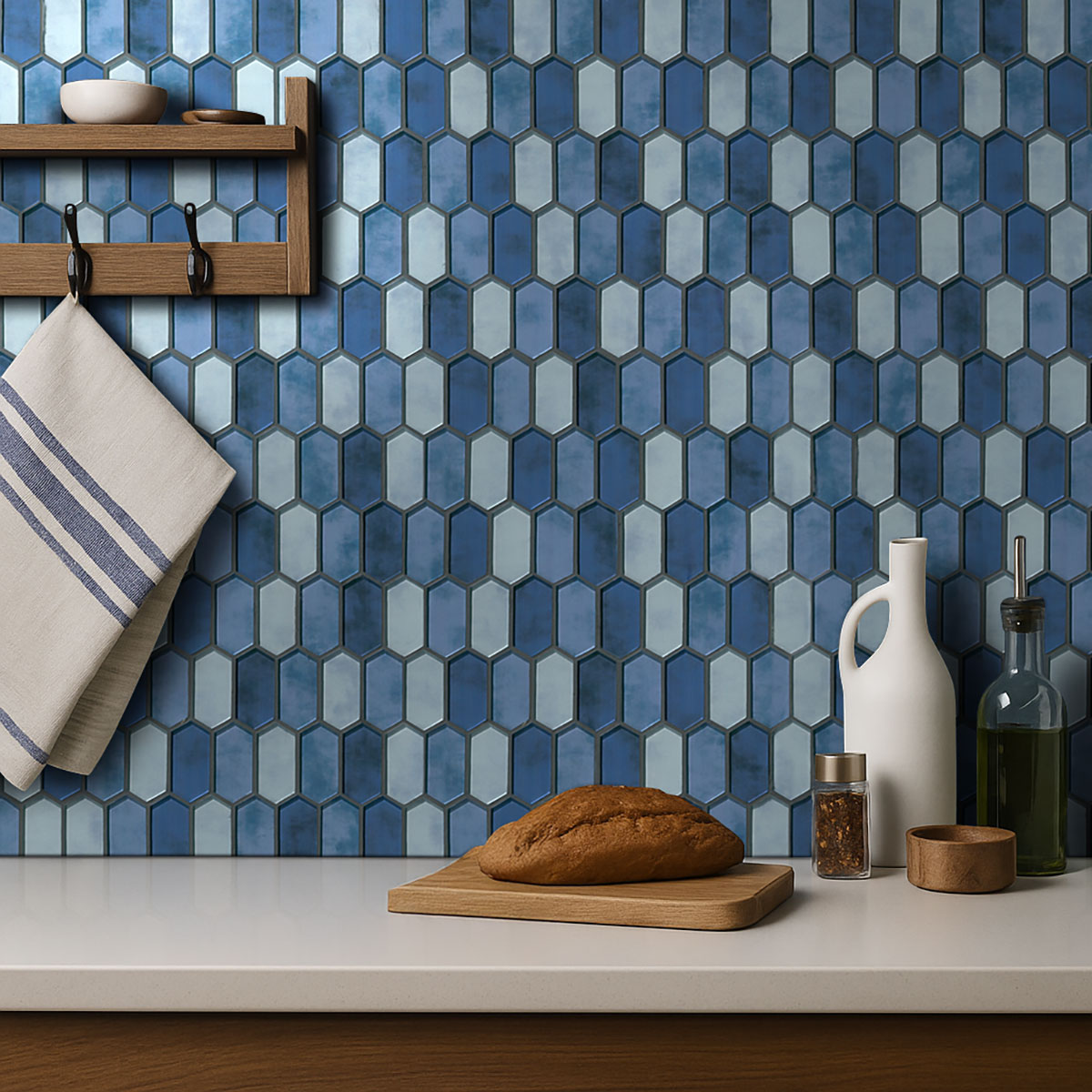 Boathouse Blue Picket Glass Tile