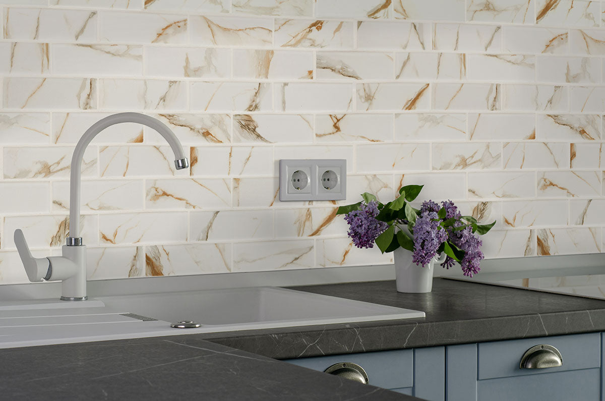 Calacatta Gold Matte 2x6 Subway Tile