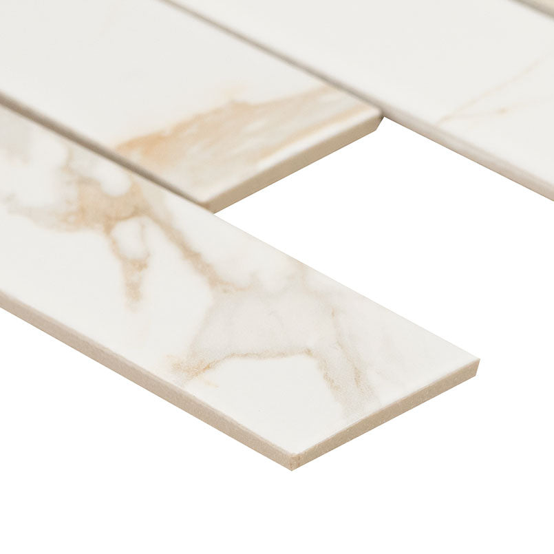 Calacatta Gold Matte 2x6 Subway Tile