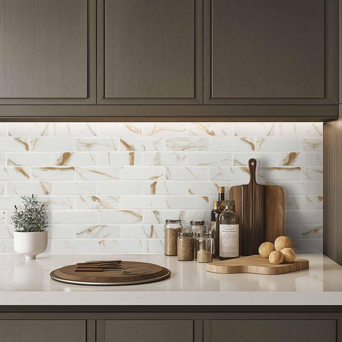 Calacatta Gold Matte 2x6 Subway Tile