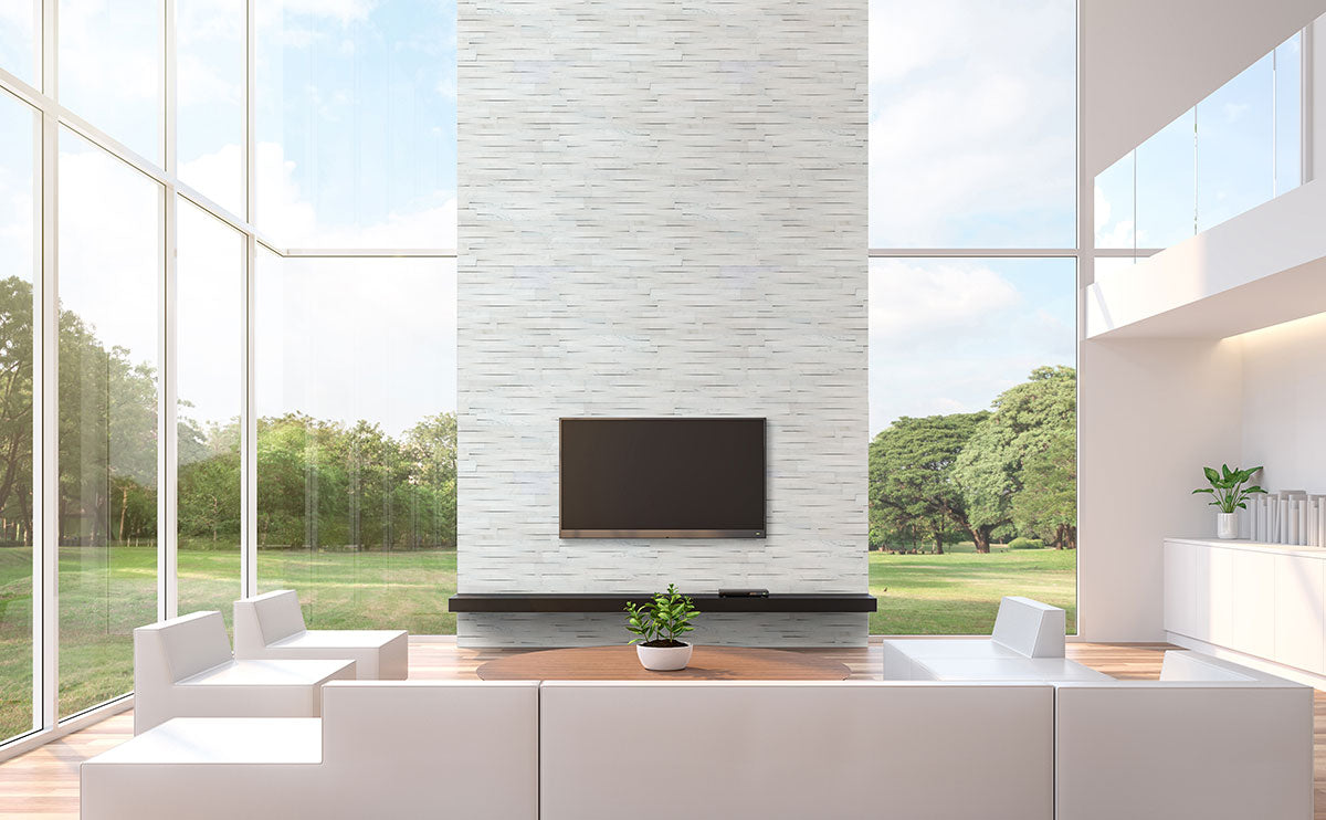 Cosmic White 3d Wave Stacked Stone