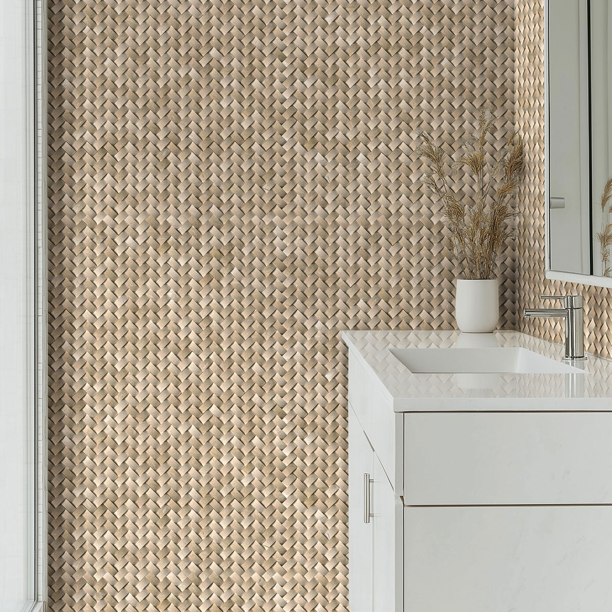 Crema Arched Herringbone Tile
