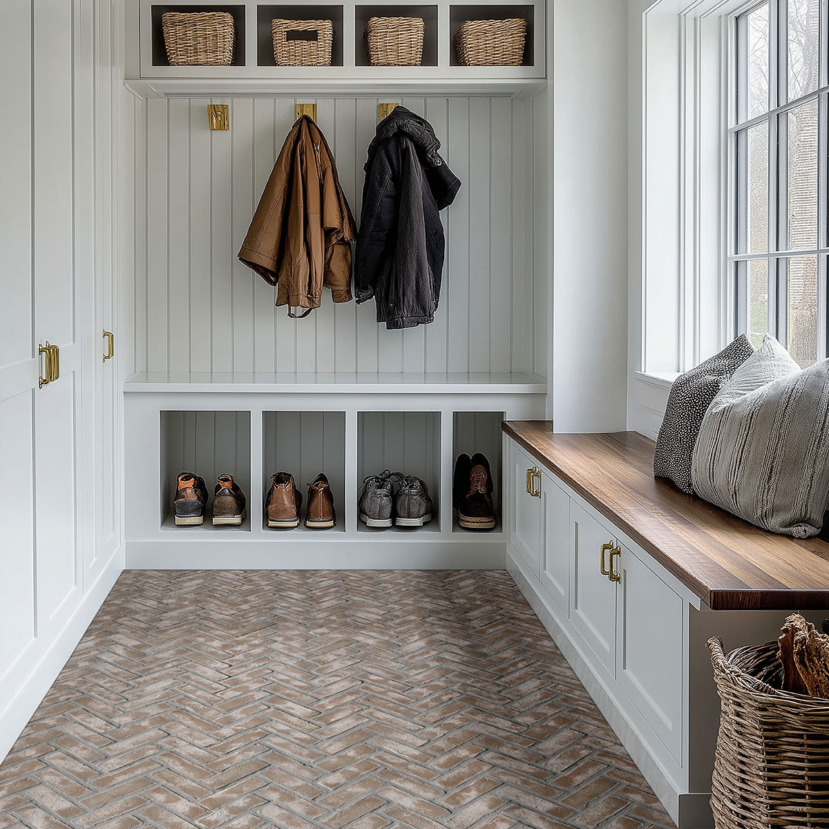 Doverton Gray Reclaimed Clay Brick - Herringbone