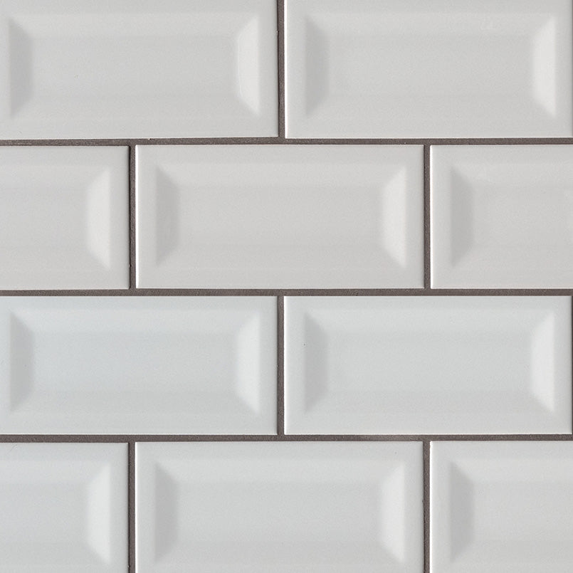Gray Glossy Inverted Beveled Tile