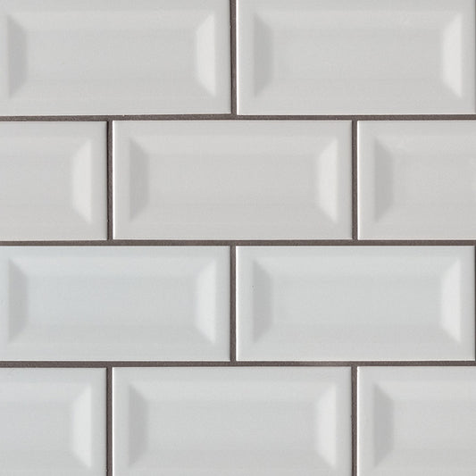 Gray Glossy Inverted Beveled Tile