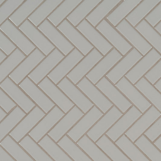 Gray Glossy Herringbone Tile