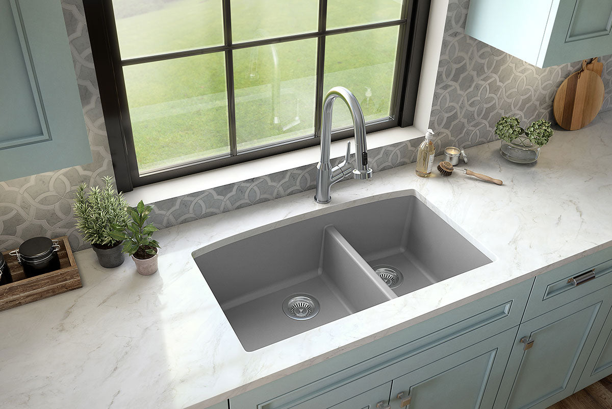 GREY QUARTZ DOUBLE BOWL 60/40-3219