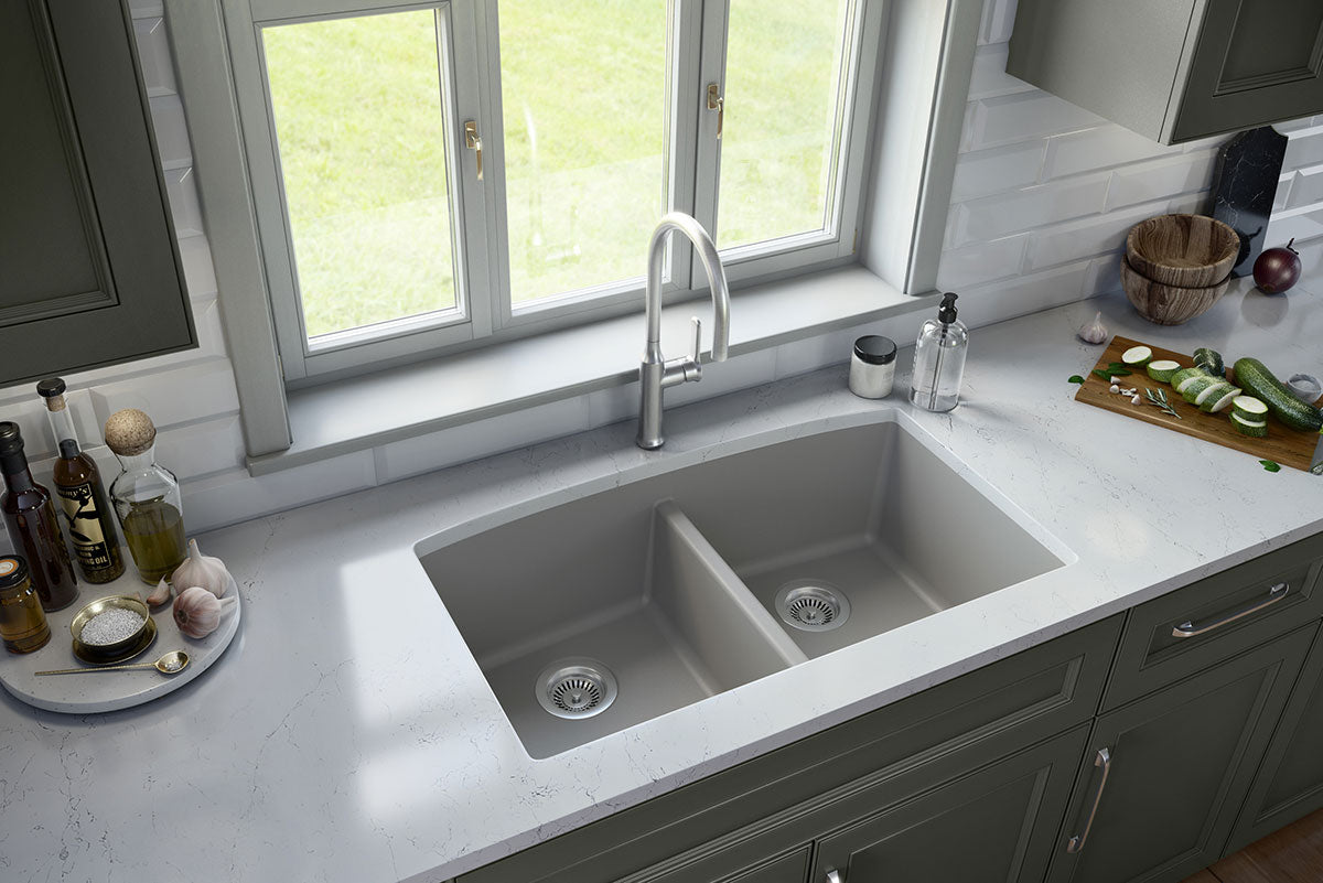 GREY QUARTZ DOUBLE BOWL 50/50-3219